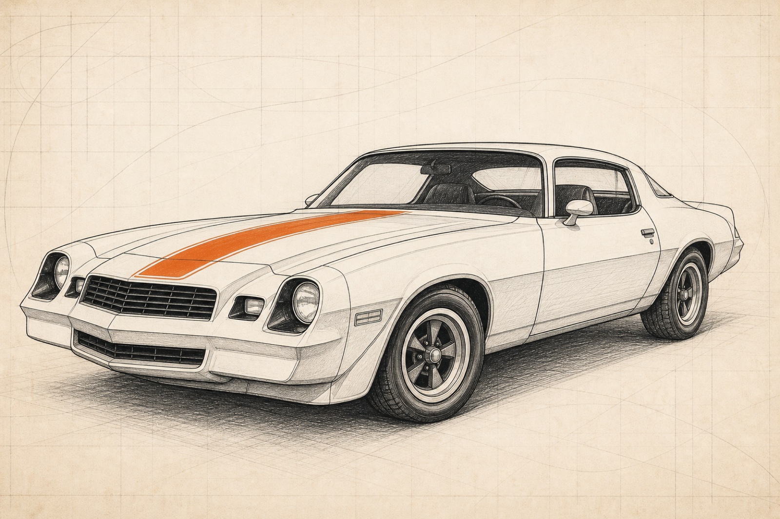 Representative second-generation Camaro editorial line illustration