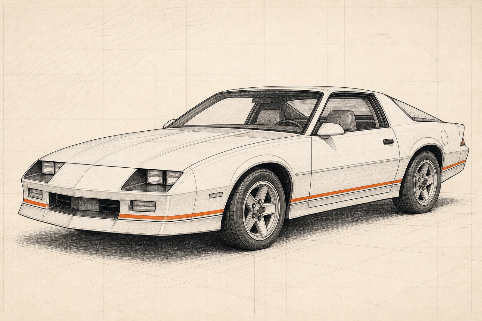 Representative third-generation Camaro editorial line illustration