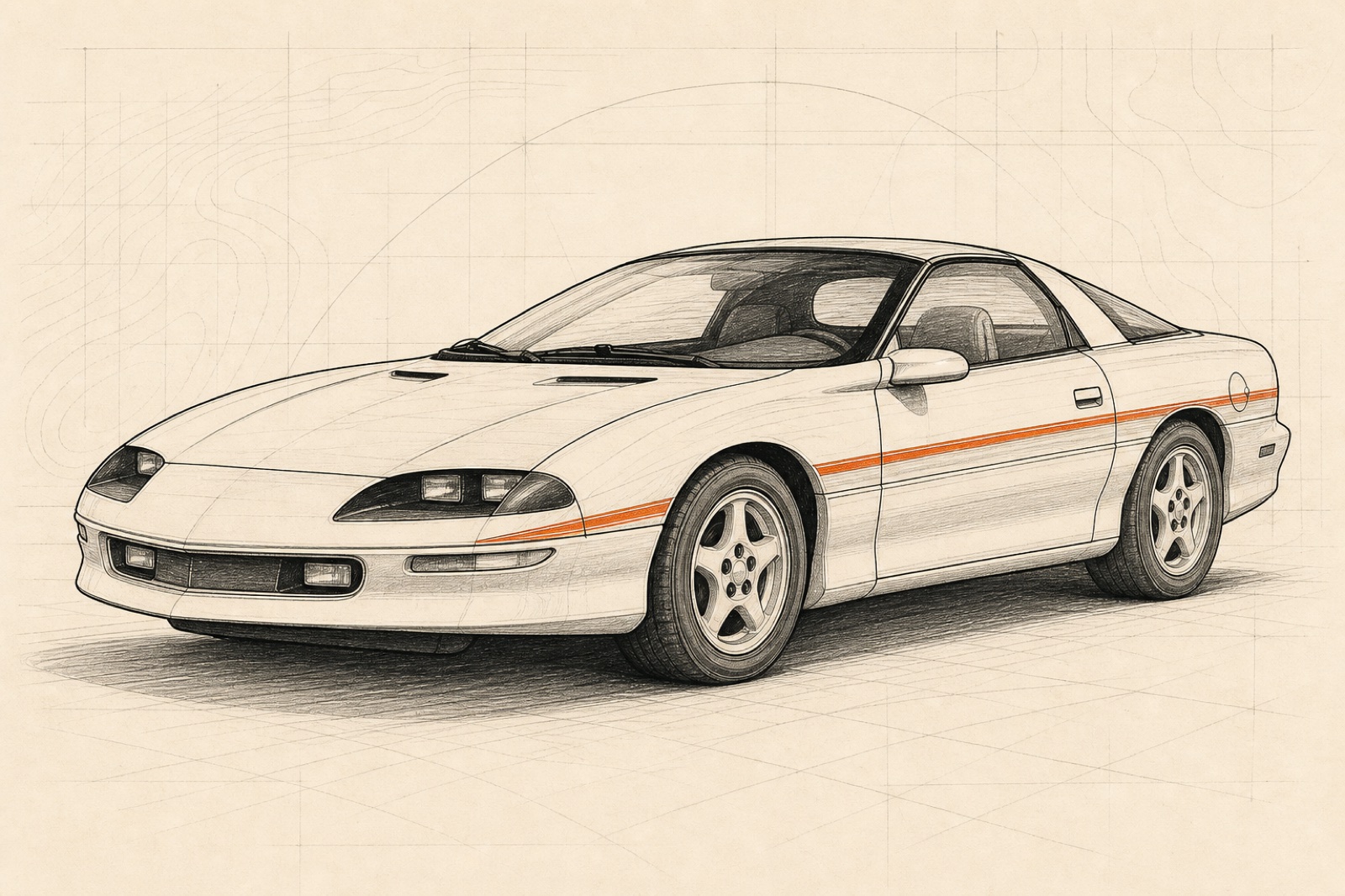 Representative fourth-generation Camaro editorial line illustration